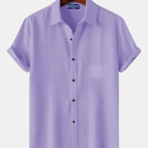 DDSOL India Men's Textured Casual Short Sleeve Shirt – Pastel Lavender